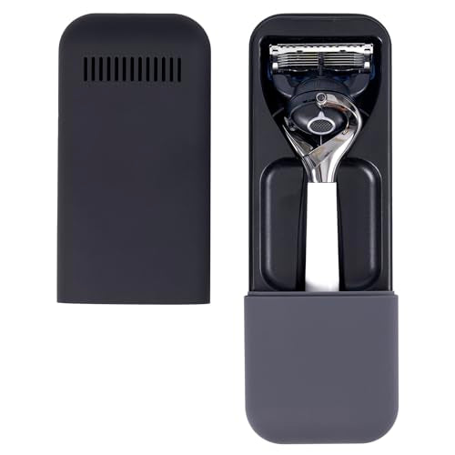 Razor Case Portable Plastic Manual Razor Box Waterproof for Gillette, Gray-black Travel Shaver Case(1PC)