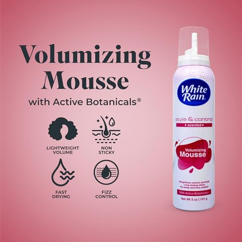 White Rain Volumizing Mousse for Hair Volume - 3 Pack 5 oz Each, Lightweight Styling Volume Hair Mousse for Women, Frizz Control & Root Lift, Fresh Scent
