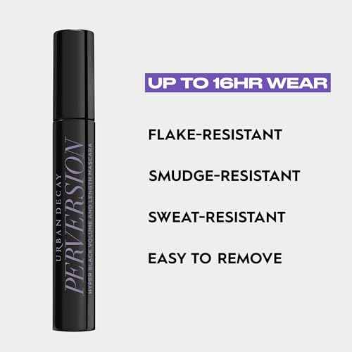 Urban Decay Perversion Volumizing Mascara - Intense Black Lengthening Mascara, Smudge-Resistant, Flake-free, Buildable Lash Volume & Length, Curling & Separating, Vegan Formula, Cruelty-free