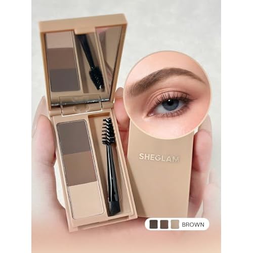 SHEGLAM Puff Brow Palette Eyebrow Powder Waterproof Long Lasting Eyebrow Filler Contour-Brown
