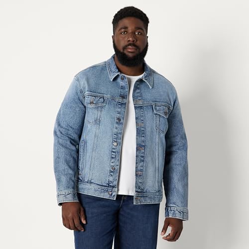Men's Regular-Fit Heavyweight Denim Jacket with Patch Pockets