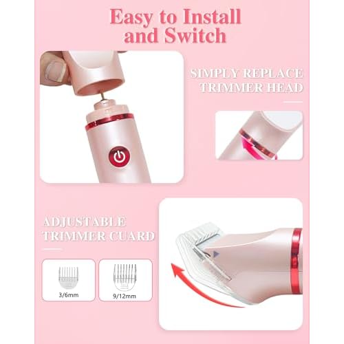Bikini Trimmer for Women, Electric Razor for Pubic Hair 3-in-1, Bikini Shaver for Legs Body Hair, Womens Electric Razor IPX6 Waterproof, Gifts for Women,Pink
