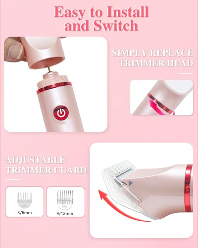 Pink Women's Bikini Trimmer 3-in-1 Waterproof Electric Razor for Legs & Body