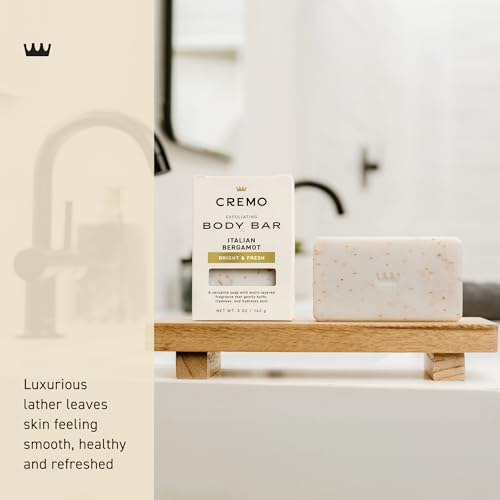 Cremo Italian Bergamot Exfoliating Body Bar for Men, 5oz
