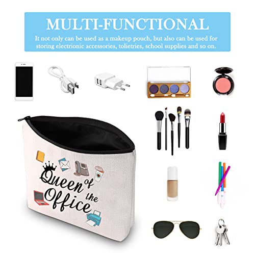 GJTIM Secretary Gift Secretary Thank You Zipper Pouch Gift Queen of Office Travel Makeup Bag Gift for Coworkers (Office Queen Bag)