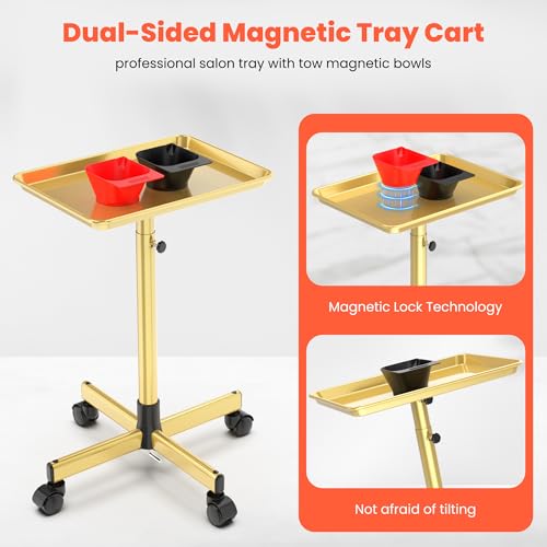 TASALON Adjustable Rolling Salon Tray Cart with Wheels