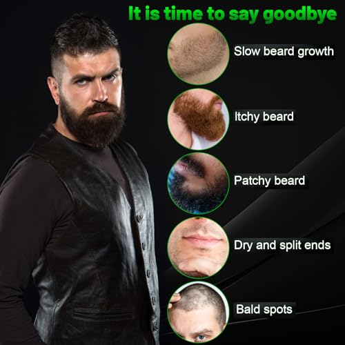 Beard Oil,Maximun Thickening Biotin, with Castor Oil and Argan & Jojoba Oils, Promotes Beard Growth, Styles, Strengthens & Softens Beards & Mustaches,1 Ounce*2£¨2 Pack£©