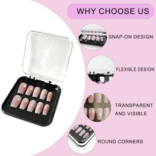 14 Pcs Press On Nail Packaging Box Press on Nail Storage Box for Press Ons with 60 Pcs Adhesive Double Sided Tape for Fake Nail Storage Case Nail Display Nail Salon Supplies Nail Art Nail Business