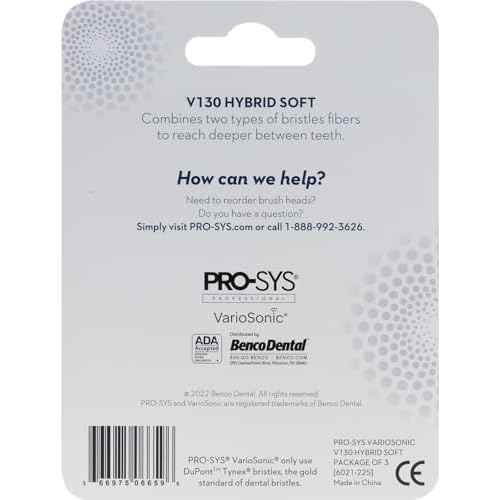 PRO-SYS¢ç Black VarioSonic¢ç Electric Toothbrush Replacement Heads (V130 Hybrid Soft), Burst Brush Head, Pack of 3