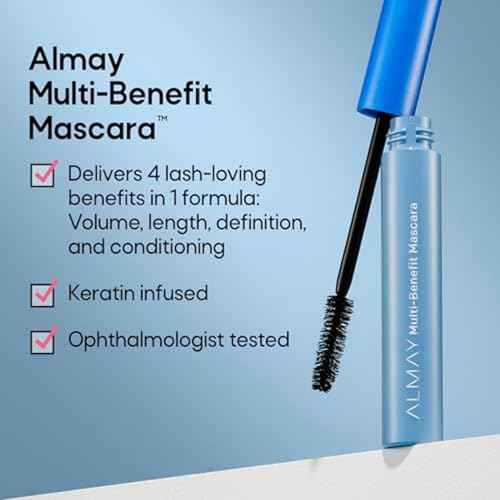 Almay Mascara, Volume, Length, Definition & Conditioning, Multi-Benefit Eye Makeup, Hypoallergenic and Fragrance-Free, 502 Black