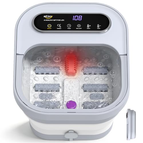 ALLJOY Collapsible Foot Spa with Heat, Bubbles & Massage Rollers