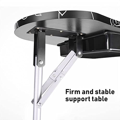 36" Portable Manicure Table with LED Magnifier & Rolling Wheels
