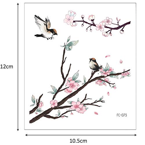 Waterproof Cherry Blossom Temporary Tattoos for Women | 12 Sheets