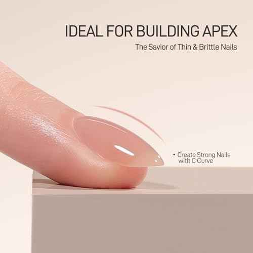 GAOY 16ml Builder Base Gel, Jelly Rubber Base Nail Gel Nude Sheer Pink, 3-in-1 Soak Off UV Light Cure Nail Strengthener, 01 Lush Nude