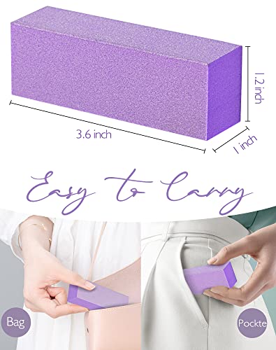 Maryton Nail Buffer Block - Purple 5 Count Medium/Fine Grit 100/180 for Acrylic & Gel Nails - 3 Way Manicure Pedicure Buffers
