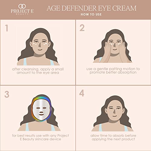 Project E Beauty Age Defender Eye Cream Brightens & Smooths Under Eyes | Reduce Puffiness, Lines & Dark Circles | Anti-Aging & Hydrating | Wrinkle Smoothing Eye Cream Treatment | 15g