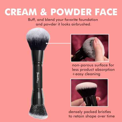 Bueart Design Dual Ended Cream Powder Brush and Complexion Duo Foundation Concealer Brush For Foundation, Setting Powder, Blush, Bronzer, Concealer M4