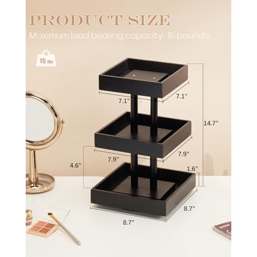 Homde Nail Polish Organizer for 86-123 Bottles, 360 Rotating Nail Polish Rack Holder, Display Storage Shelf for Fingernail Stand and Essential Oil, Gifts for Women Girls- Bamboo,Black