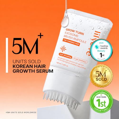 Lilyeve GROWTURN Exosome Hair Growth Serum 2-Pack with Built-In Brush for Thicker Hair