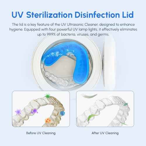 AlignerCo Ultrasonic Retainer Cleaner Machine ? 45kHz Deep Cleaning ? 200ml Capacity ? Dental Aligner & Denture Cleaner ? Chemical Aligner Cleaner wihout Chemicals ? Dual Cleaning Modes