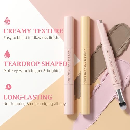 Double Head Under Eye Highlighter Stick with Blending Brush