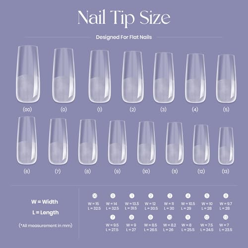 Tipex Instant Apex Nail Tips - 128 Pcs Long Coffin Acrylic Nails
