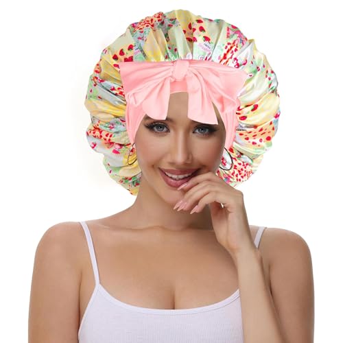 Silk Double Layer Bonnet with Tie for Women's Hair