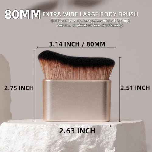 Bronze Tan Tanning Body Makeup Brush - Kabuki Brush for Self Tanner, Leg Makeup, Self Tanning Applicator for Face, Blend & Blur Body Brush Applicator for Hands, Arms, Feet, Chest/Neck