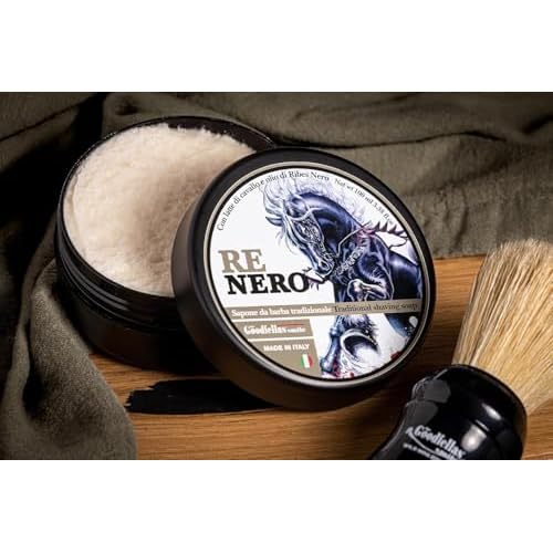 The Goodfellas' Smile,NERO (Patchouly & Cedarwood) Luxury Italian Shaving Soap With Blackcurrant Oil & Mare's Milk, Formulated for Use with A Shaving Brush, Made in Italy,