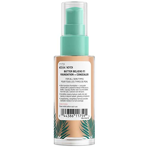 Physicians Formula Butter Believe It! Foundation + Concealer Medium | Dermatologist Tested, Clinicially Tested