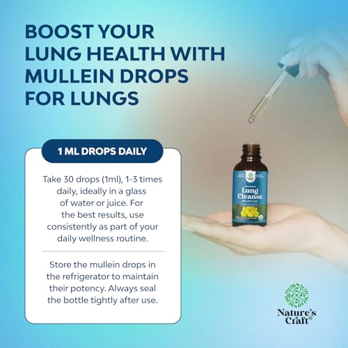 Organic Mullein Drops for Lung Detox & Breathing Support - 4 Fl Oz