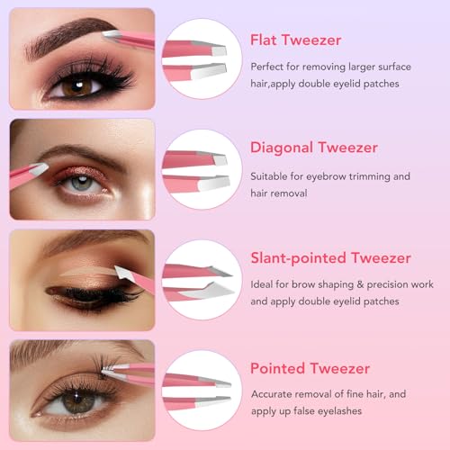 8-Piece Precision Tweezers Set for Facial Hair Removal
