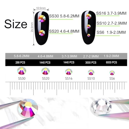 Kzkcy SS20 Hotfix Flatback Rhinestones 1440PCS Mixed Colors for Nail Art