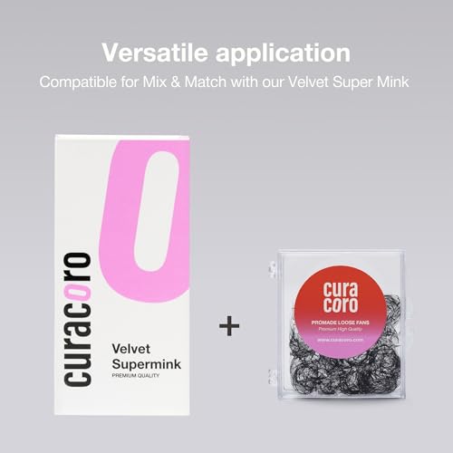 Curacoro Super Mink Eyelashes Extensions - Multi Selections from 0.03 to 0.2, C CC D Curl, 7-15 mm Length Mixed Tray Silk Eyelashes, Individual Eyelash Extensions (0.03 C 7-15 mm)