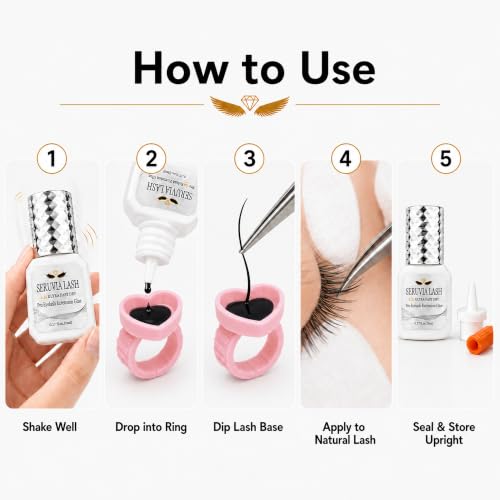 Seruvia 0.5s Fast-Dry Black Lash Extension Glue, 5ml