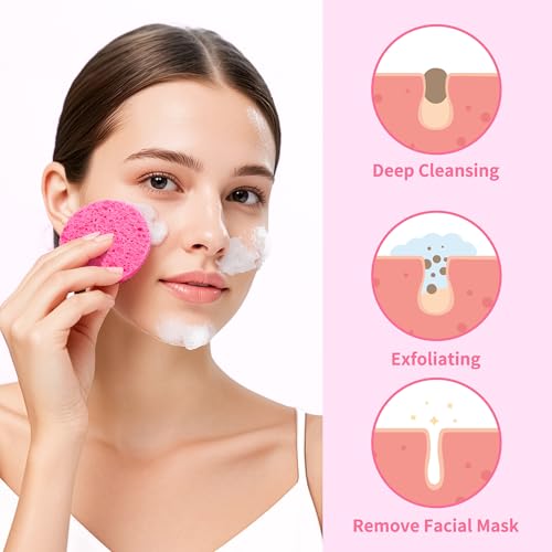 100-Count Natural Cellulose Facial Sponges for Cleansing & Makeup Removal