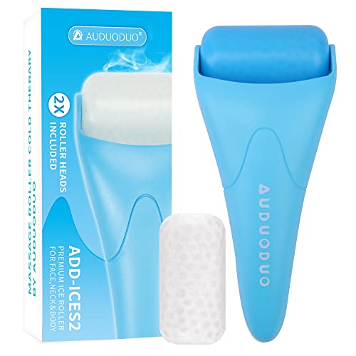 AUDUODUO® Premium Ice Face Roller, with EXTRA Roller for Long Lasting Cold, ice roller for Face, Neck, Body, Cold therapy for Face & Eye Puffiness