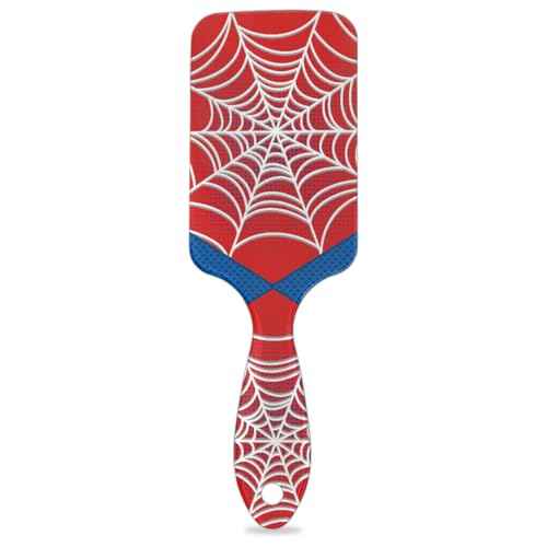 Spider Web Red Kids Detangler Hair Brush Hairbrush for Boys Girls, Detangling Brush Smooth for Wet Dry Thin Long Curly Hair, Glide Through Tangles with Ease and Massage Scalp