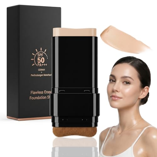 SPF 50 Foundation Stick with Brush - 3-in-1 Concealer & Sunscreen