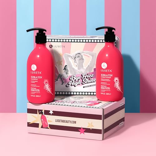 Luseta Keratin Shampoo & Conditioner Set for Damaged Hair 16.9 Fl Oz + 1.01 Fl Oz Pack of 4