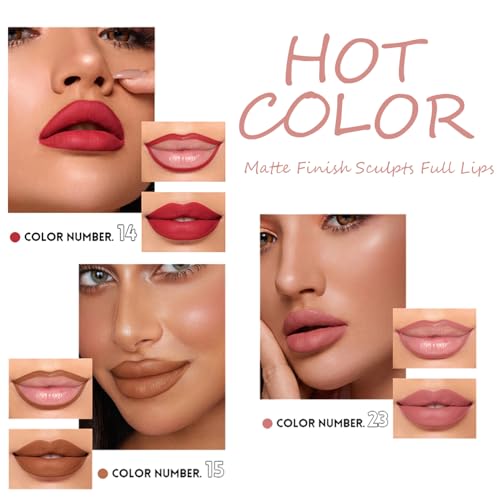 12-Color Matte Lip Liner Set, High Pigment Waterproof Lipliner Kit