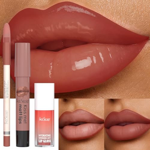 AOJUIGO Lip Liner & Lipstick Set - Velvet Matte & Gloss Finish