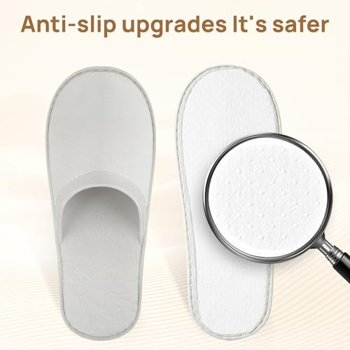 44 Pairs Bulk Disposable Slippers for Guests, 6mm EVA Non-Slip Sole, Fits US Men 10 & Women 11, for Spa Hotel Wedding Party Travel Home Use