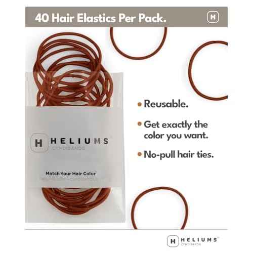 Heliums Thin Hair Elastics - Dark Golden Blonde - 2mm Ties for Thin Hair, 1.75 Inch, Medium Hold No Damage Ponytail Holders - 40 Count