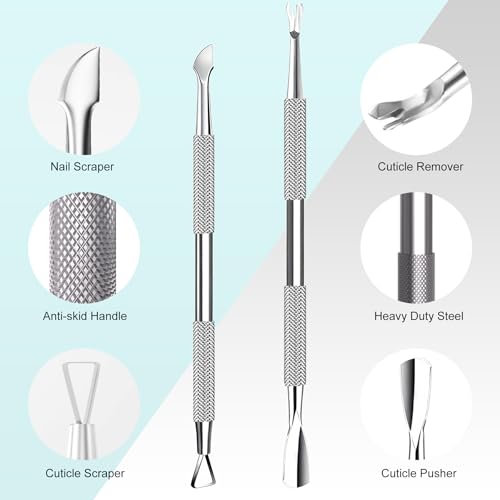Cbiumpro 5-Piece Stainless Steel Cuticle Trimmer & Pusher Set with Case