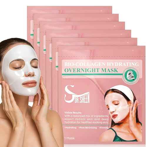 Bio Collagen Face Mask Overnight, 6 Pack ? Hydrogel Korean Face Masks, Hydrating Collagen Mask for All Skin Types, Anti-Aging Face Masks Skincare, Deep Moisturizing, Improves Elasticity & Radiance