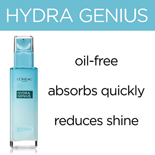 L'Oreal Paris Skincare Hydra Genius Daily Liquid Care Oil-Free Face Moisturizer for Normal to Oily Skin, Hyaluronic Acid Moisturizer for Face with Aloe Water and Hyaluronic Acid, 3.04 fl. oz.