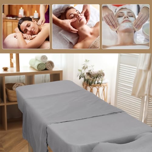 12 Pcs 4 Sets Premium Microfiber Massage Table Sheet Set, Include Massage Table Cover, Massage Fitted Sheet, Massage FacFBAUS-LXX2302821e Rest Cover for Beauty Salon Spa Hair Salon (Grey)
