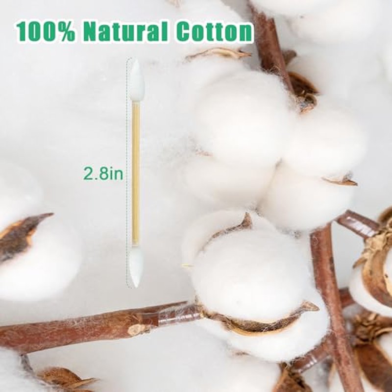 1000 Count Cotton Swabs with Bamboo Sticks, Double Pointed