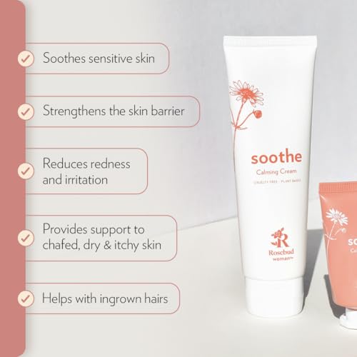Rosebud Woman Soothe Calming Cream with Arnica & Chamomile - Soothes Itchy Skin - Dermatologist Reviewed Intimate Care for Sensitive Areas (2.7oz)